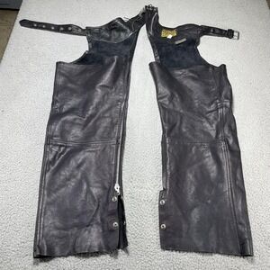 Protech Leather Apparel Chaps Mens 2XL Black Genuine Leather Motorcycle‎ Biker